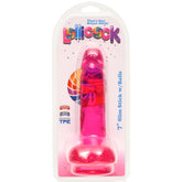 Lollicock 7 Inch Slim Stick with Balls Cherry Ice Dildo